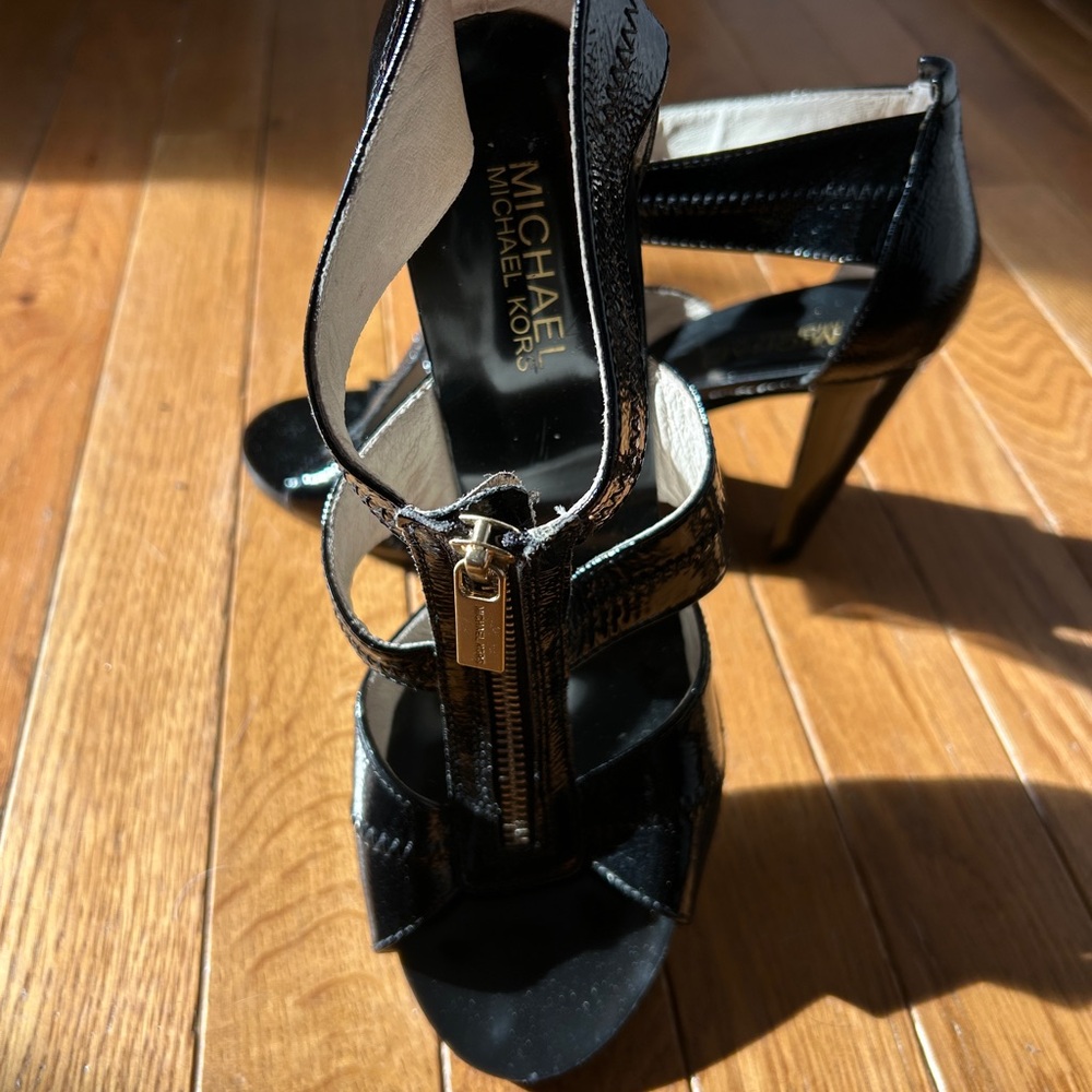 Michael Kors Glossy Black Strappy Heels